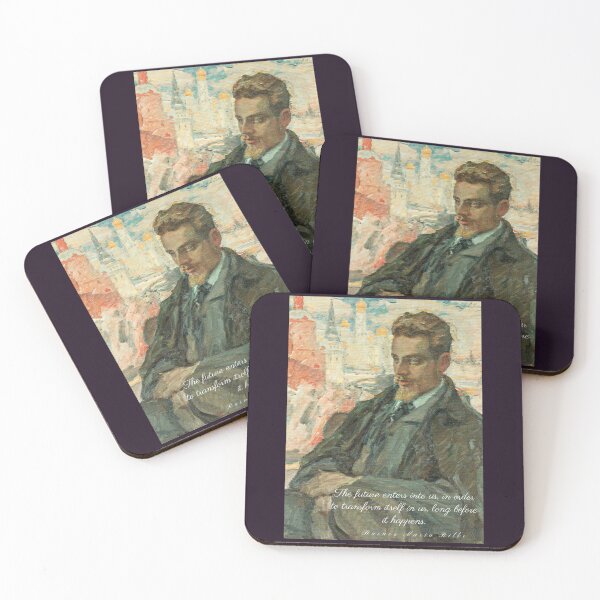 Item preview, rainer maria rilke oil portrait and quote: “The future enters into us,....” designed and sold by artbleed.