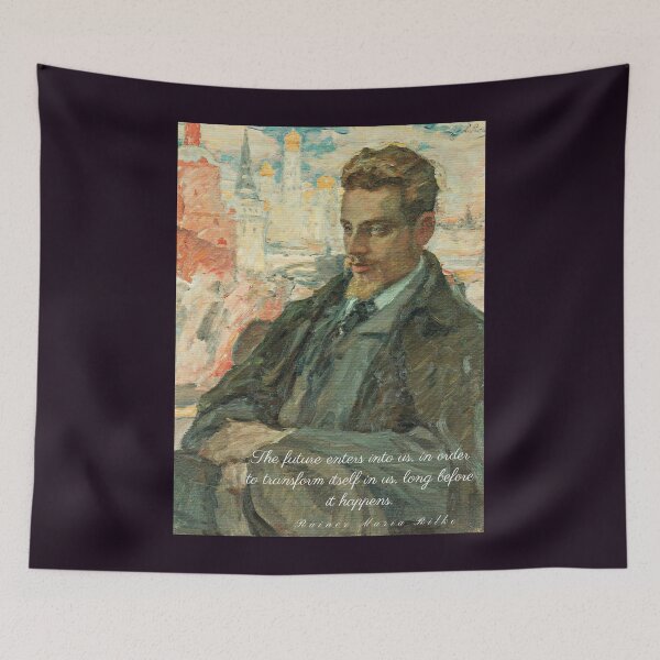 Item preview, rainer maria rilke oil portrait and quote: “The future enters into us,....” designed and sold by artbleed.