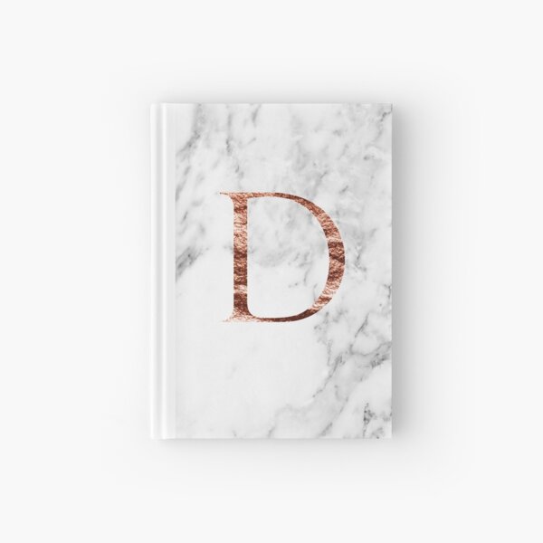 Monogram rose marble D Hardcover Journal