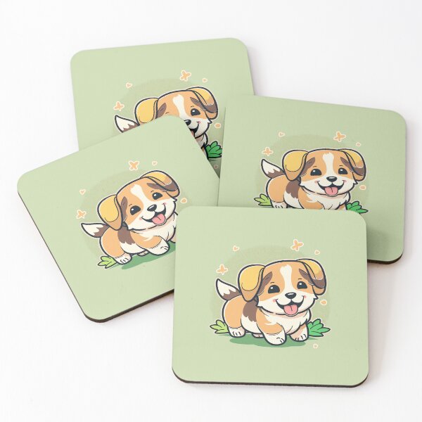 Item preview, Adorable Floppy-Eared Dog on Green Background designed and sold by SnarkyCoffee.