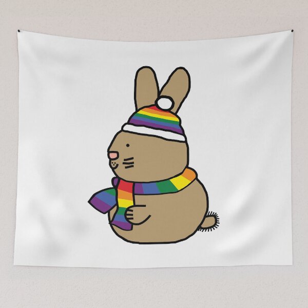 Item preview, Cute Easter Bunny and Rainbow Pride Flag Hat and Scarf designed and sold by ellenhenry.