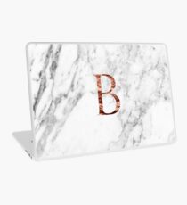 Monogram rose marble B Laptop Skin