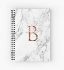 Monogram rose marble B Spiral Notebook