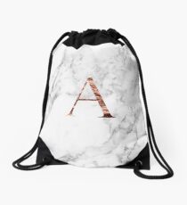 Monogram rose marble A Drawstring Bag