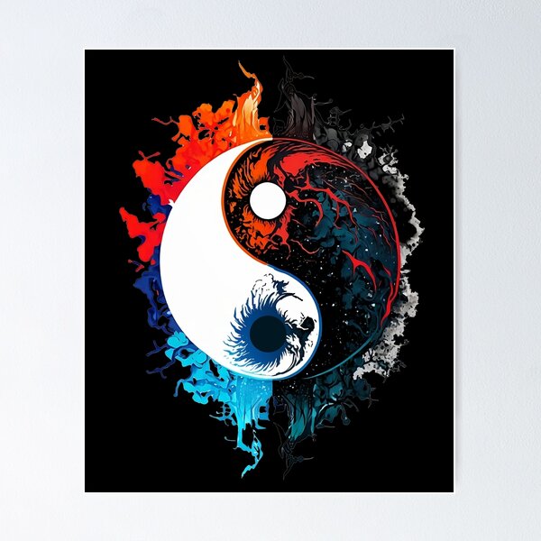 Black and White Yin Yang Wall Art, Spiritual Print, Taoism Art