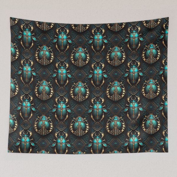 Item preview, Sacred Egyptian Scarab Beetle Fabric Textile Pattern designed and sold by Alladin7.