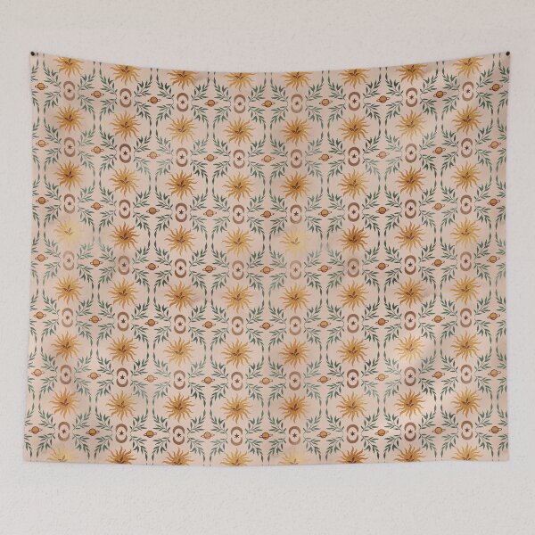 Item preview, Celestial pattern sun and leaves designed and sold by CuteFashionLove.