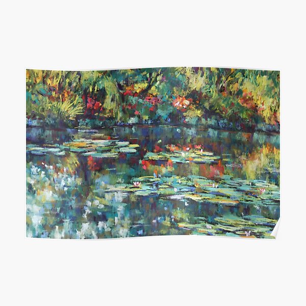 Monet garden reflections Poster