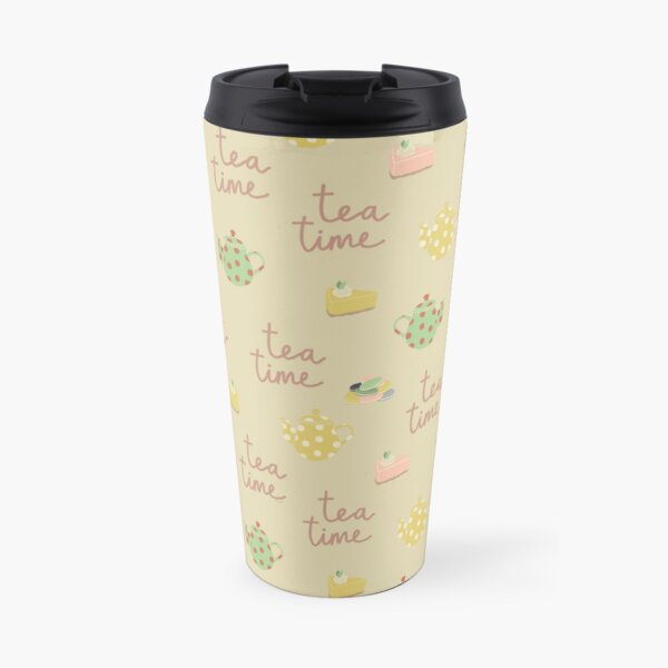 tea time with teapots, cake, macarons Travel Coffee Mug