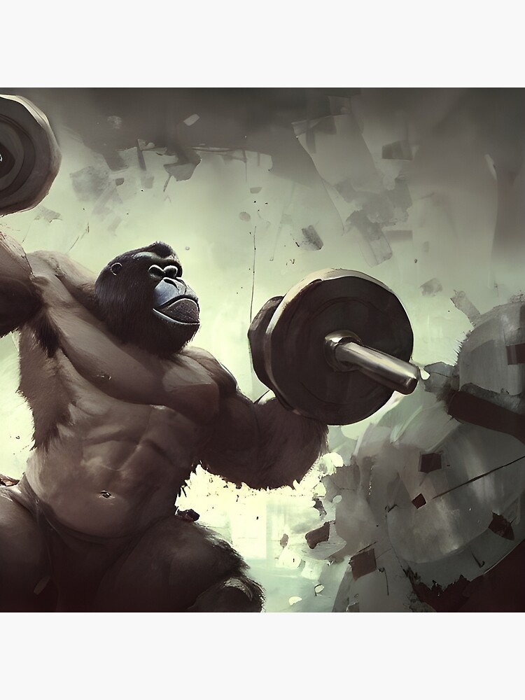 Gorilla Weightlifting in Fitness Gym Poster Print, Wall Art, Home