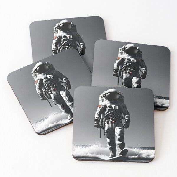 Item preview, black and white surfing astronaut designed and sold by redstar-design.