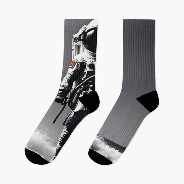 Item preview, black and white surfing astronaut designed and sold by redstar-design.