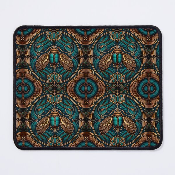 Item preview, Turquoise Sacred Egyptian Scarab Beetle Fabric Textile Pattern designed and sold by Alladin7.