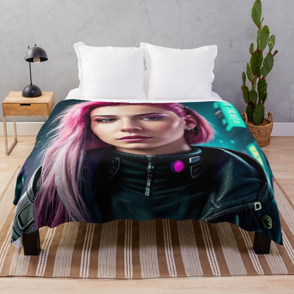Item preview, Realistic Portrait of a Cyberpunk Pink-Haired Teenager Girl designed and sold by CreationP.