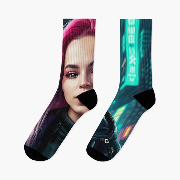 Item preview, Realistic Portrait of a Cyberpunk Pink-Haired Teenager Girl designed and sold by CreationP.