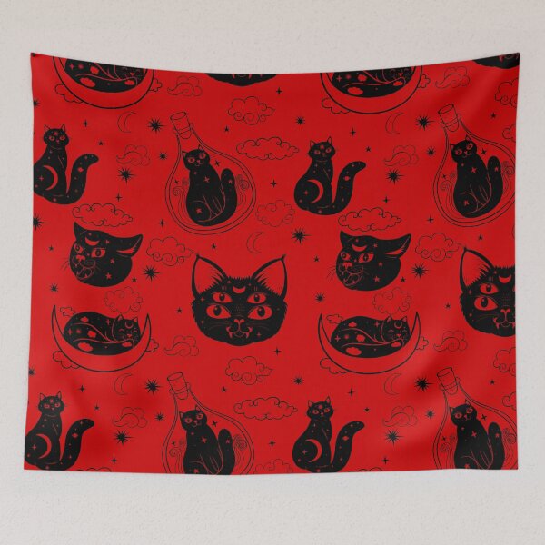 Item preview, esoteric black cat moon red  designed and sold by Gossip Rag.