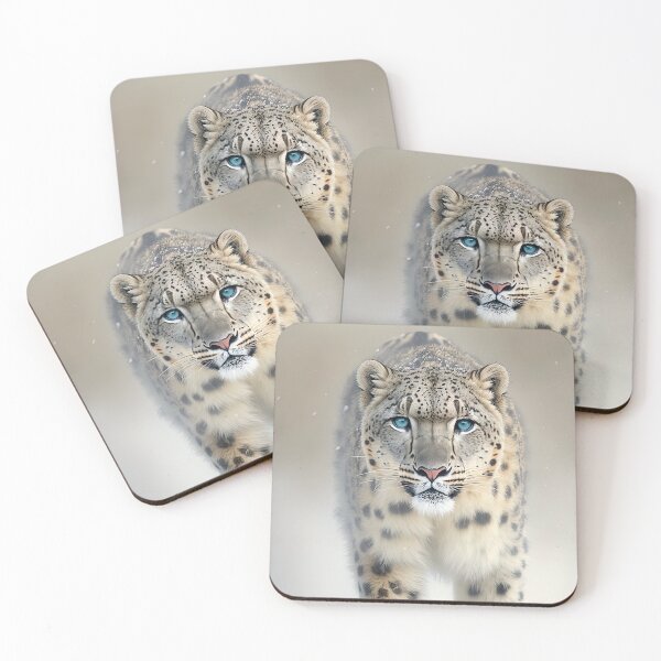 Item preview, Snow leopard with blue eyes in the snow designed and sold by RK - Shop.