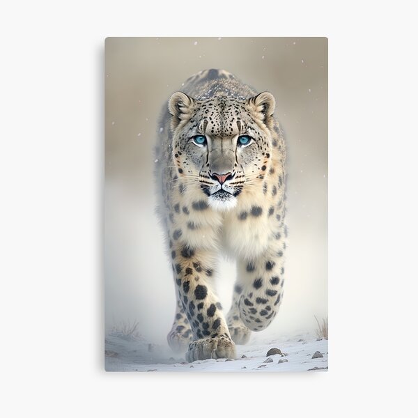 Item preview, Snow leopard with blue eyes in the snow designed and sold by RK - Shop.