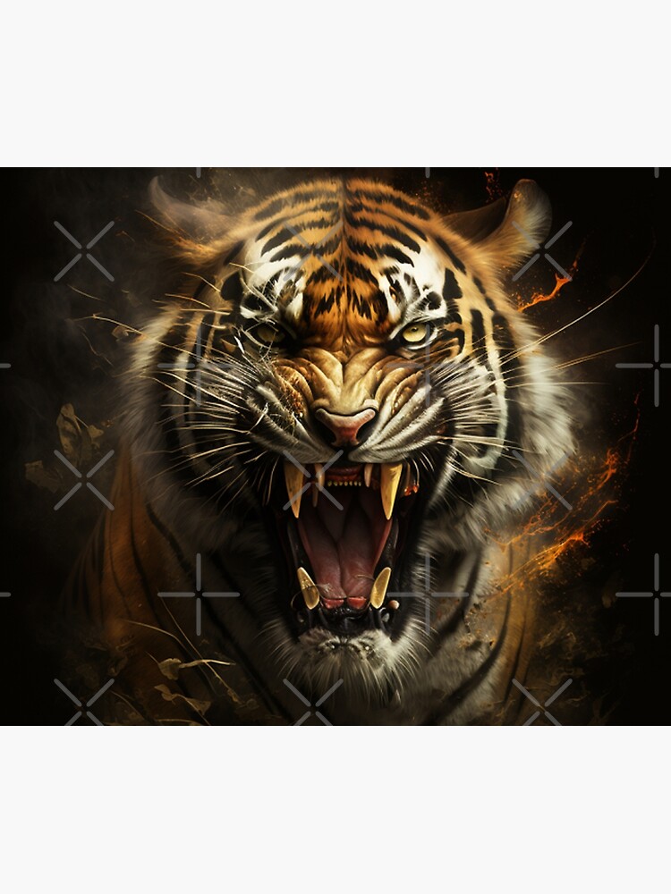 face forward roaring tiger, angry, jungle theme t-short