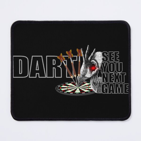 Item preview, Dart design, skull dartboard with saying See You Next Game, 3 darts in bullseye, cool motif for dart players designed and sold by ChrUzDesigner.