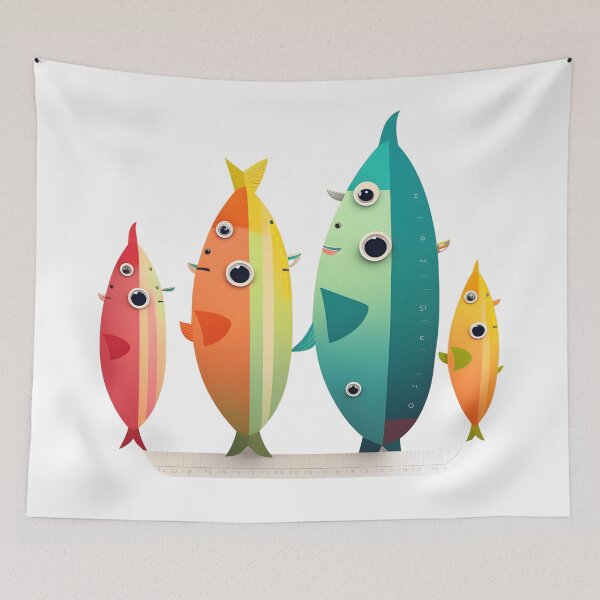 Item preview, Happy Fish Family (no background) - 4 fish - art, creative, abstract, whimsical, design, funny designed and sold by DailyDragon.