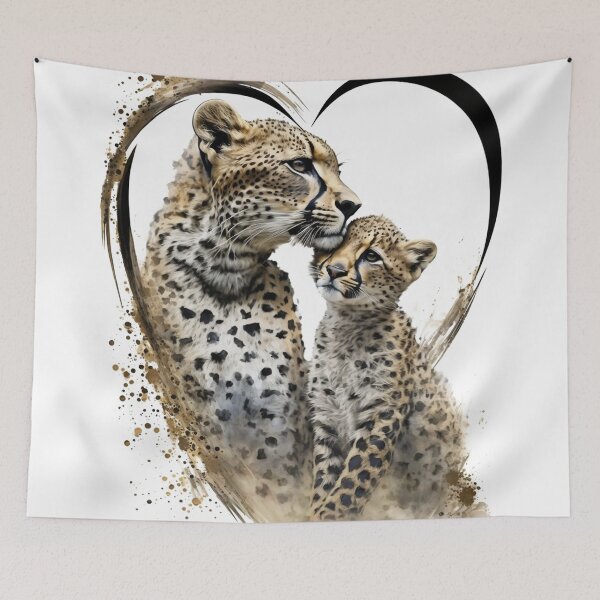 Item preview, Mother & Baby Cheetah - Banksy Style - 20% Donated to Tusk designed and sold by FourPawsPrints.