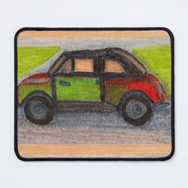 Item preview, Italian Car Fiat in Green and Red with Grassy Background designed and sold by PodmenikArt.