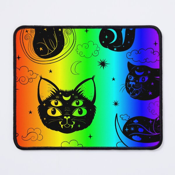 Item preview, esoteric black cat moon rainbow ombre gradient designed and sold by Gossip Rag.