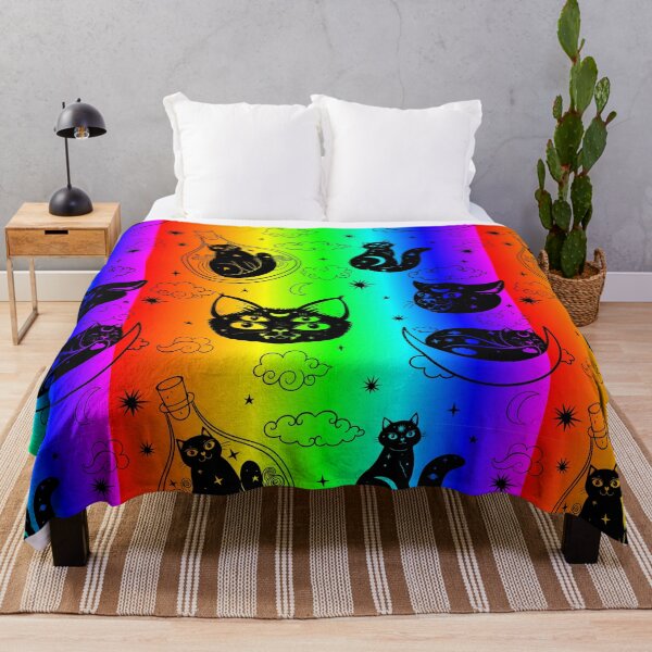 Item preview, esoteric black cat moon rainbow ombre gradient designed and sold by Gossip Rag.