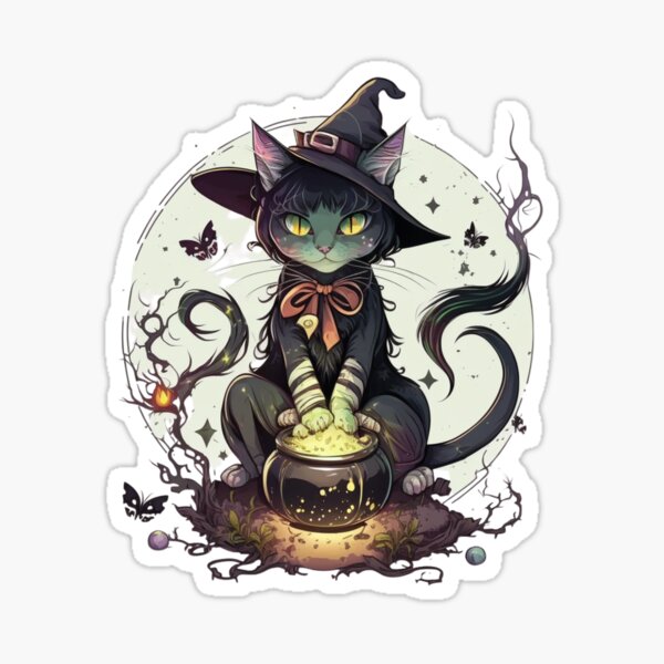 Item preview, Lindo gato bruja sentado en la luna designed and sold by RootNeeds.