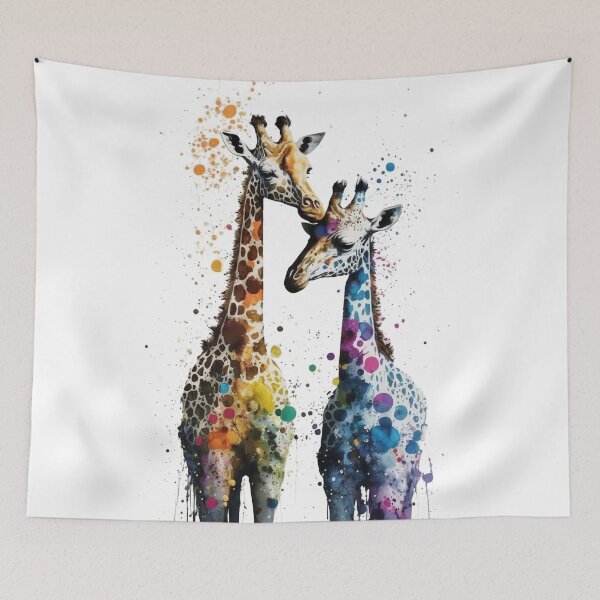Item preview, Giraffe Mother & Baby - Banksy Style - 20% Donated to Tusk designed and sold by FourPawsPrints.