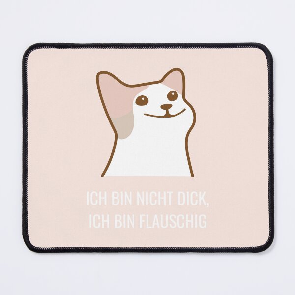Item preview,  "Ich bin nicht dick, ich bin flauschig" (I'm not fat, I'm fluffy) with a picture of a cat on a pink background designed and sold by RM-Journey.