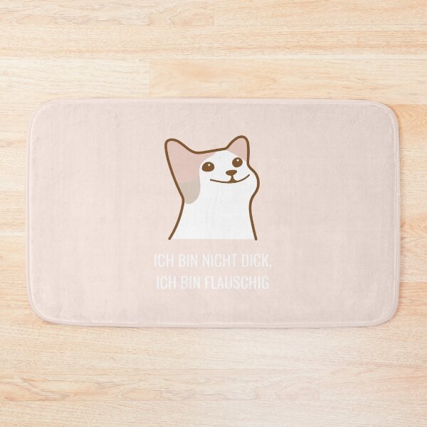 Item preview,  "Ich bin nicht dick, ich bin flauschig" (I'm not fat, I'm fluffy) with a picture of a cat on a pink background designed and sold by RM-Journey.