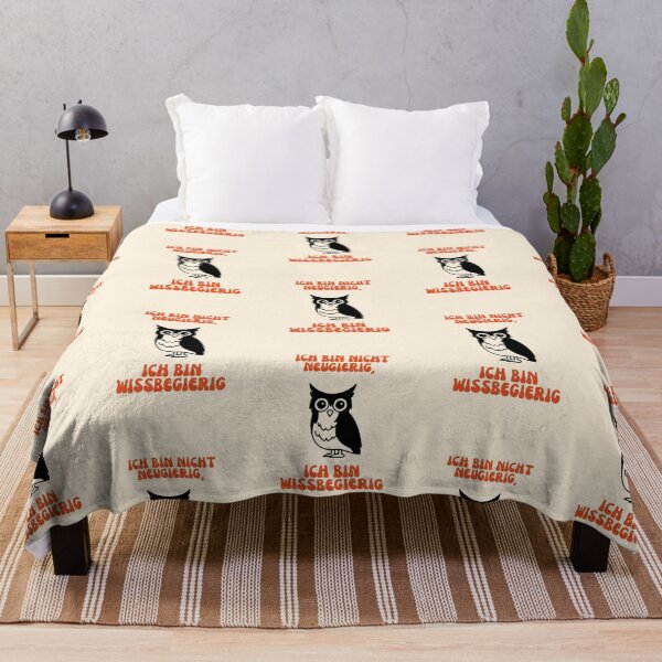 Item preview, "Ich bin nicht neugierig, ich bin wissbegierig" (I'm not curious, I'm eager to learn) with an image of an owl designed and sold by RM-Journey.