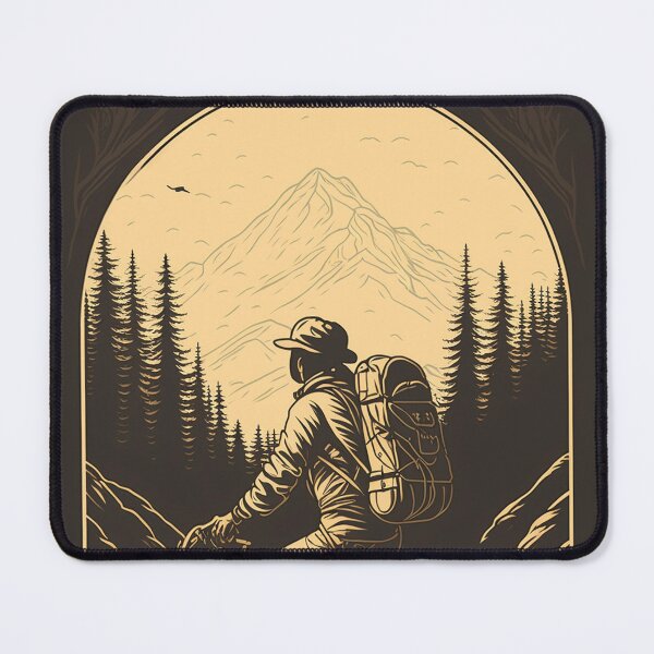 Item preview, Vintage bikepacking illustration designed and sold by EmeraldeaArt.