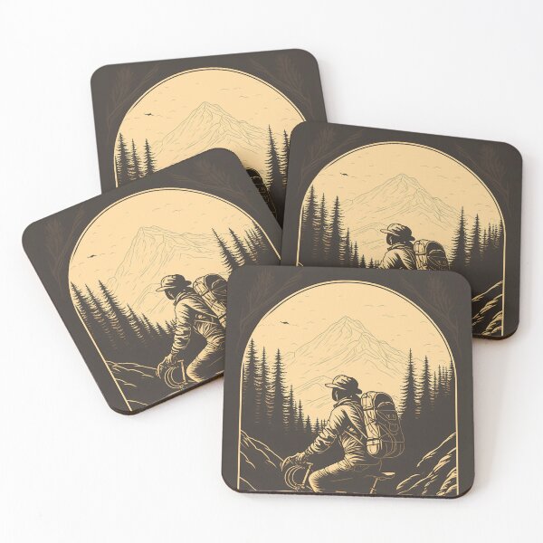 Item preview, Vintage bikepacking illustration designed and sold by EmeraldeaArt.