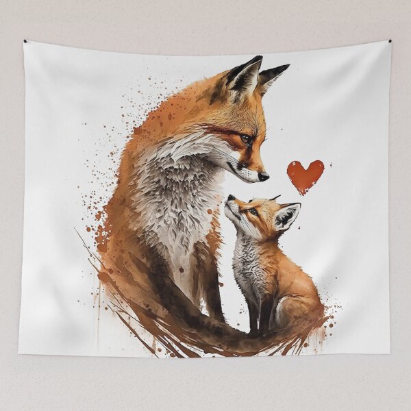 Item preview, Fox Mother & Baby - Banksy Style - 20% Donated to Tusk designed and sold by FourPawsPrints.