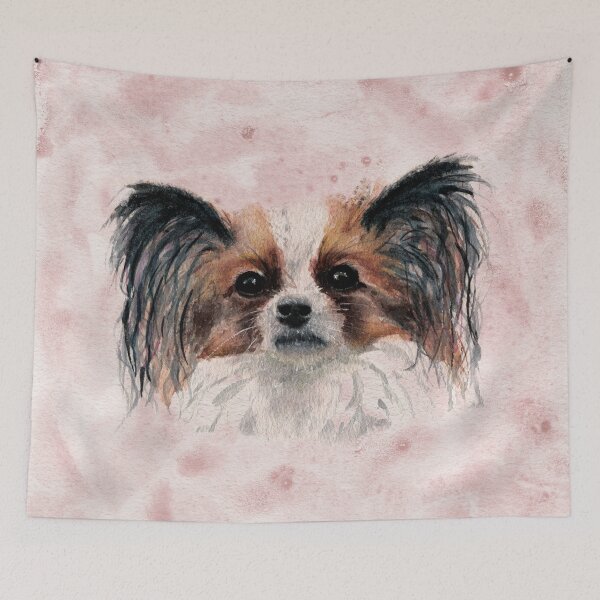 Item preview, Papillion portrait hand painted watercolor designed and sold by Sylvie Murray.