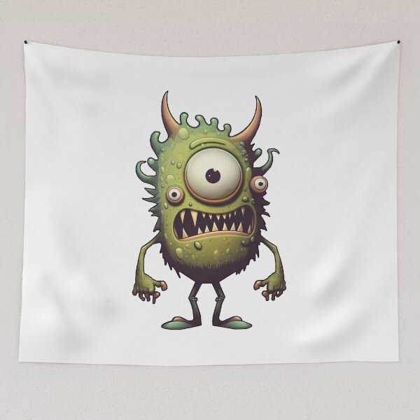 Item preview, Three-Eyed Green Funny Little Guy Monster designed and sold by RailoImage.