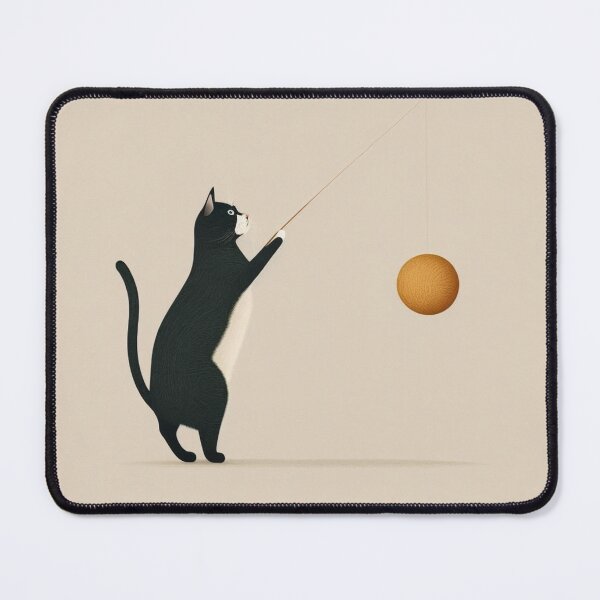 Item preview, Cat playing with a ball of yarn (beige background) designed and sold by ORVIATO.