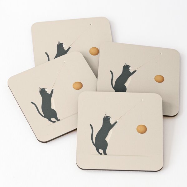 Item preview, Cat playing with a ball of yarn (beige background) designed and sold by ORVIATO.