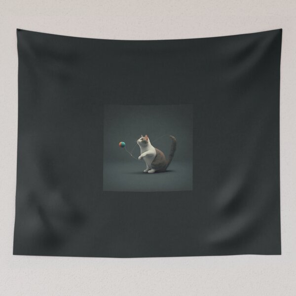 Item preview, Cat playing with a ball of yarn (black background) designed and sold by ORVIATO.