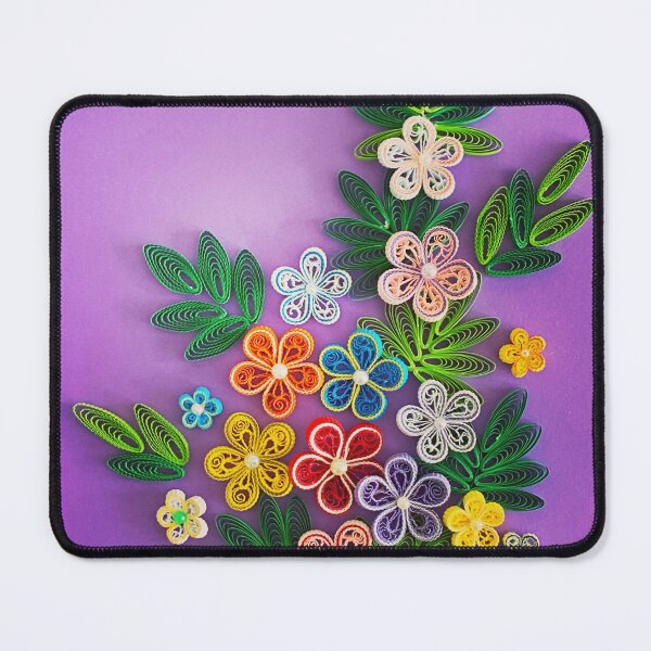 Item preview, Vivid multicolour quilled flowers on lavender purple background (THIS IS A PRINT) designed and sold by folkyouall.