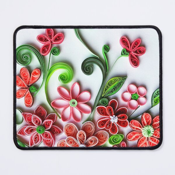 Item preview, Vivid red quilled flowers on white background - quilled floral artwork (close-up) (THIS IS A PRINT) designed and sold by folkyouall.