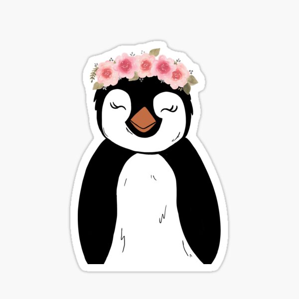 Floral Penguin Sticker