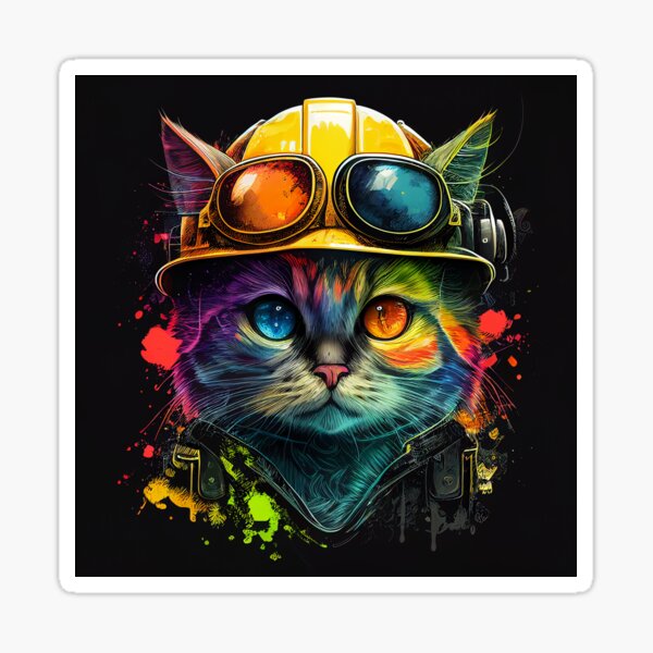 Catswithhardhats - animal - cat design Sticker