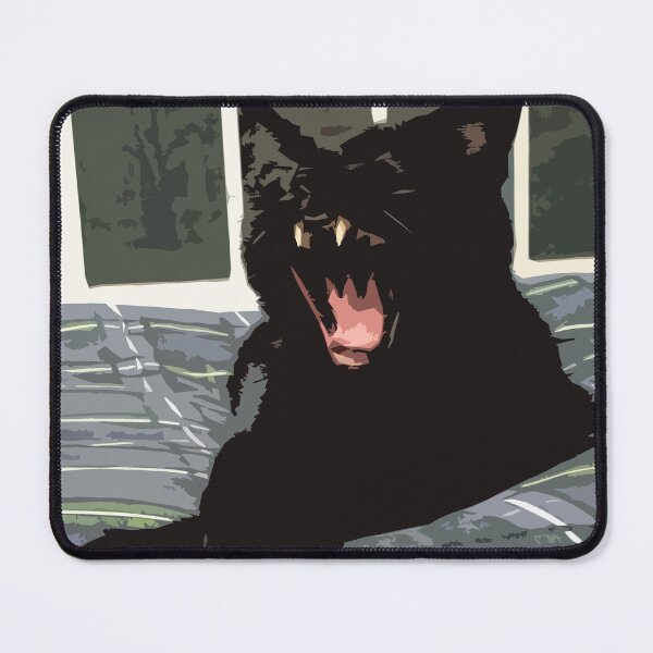 Item preview, Black Cat Yawning Art designed and sold by cafecats.