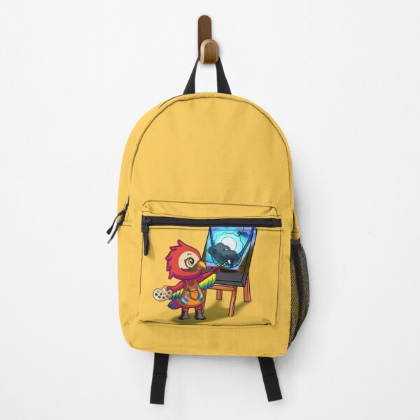 Item preview, red macaw painting a picture with the theme of the song: elephant swinging in chibi kawaii style, colorful illustration designed and sold by kitsuneins.
