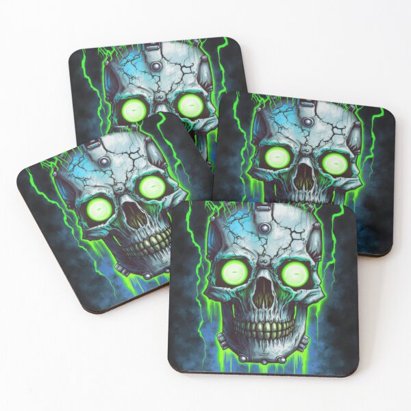 Item preview, Green Glowing Terminator Inspired Cyborg Skull designed and sold by ArtificialEye.