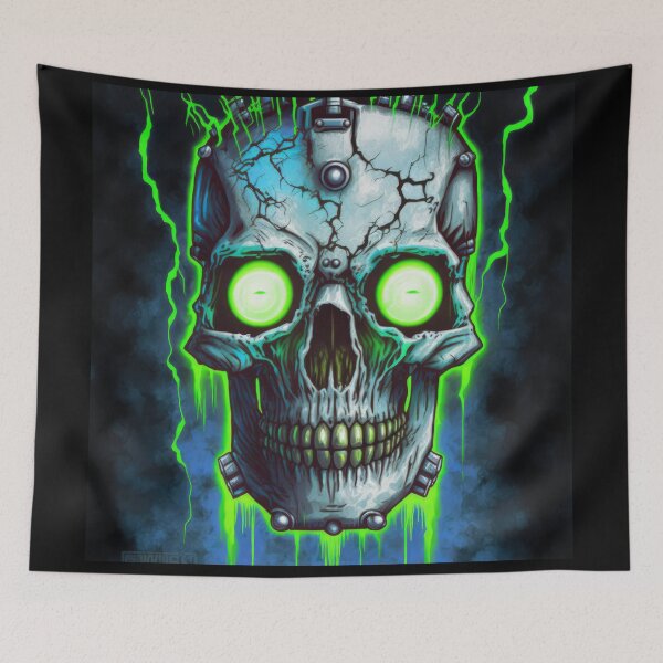 Item preview, Green Glowing Terminator Inspired Cyborg Skull designed and sold by ArtificialEye.